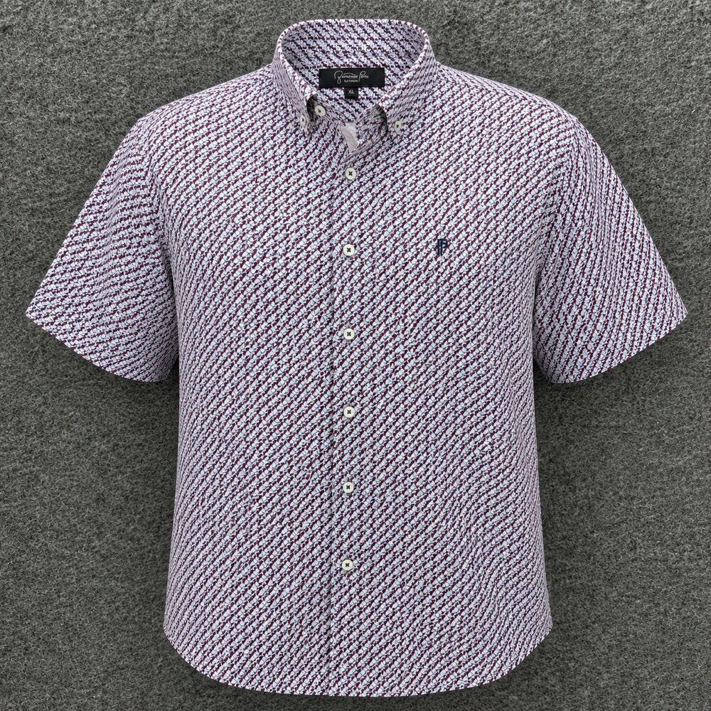 Fernando Pena Platinum Men’s XL Shirt Geometric Print Short Sleeve Button Down